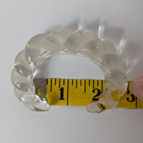 Vintage Frosted & Clear Glass Intertwined /Twist Cuff Bracelet - Picture 7 of 7